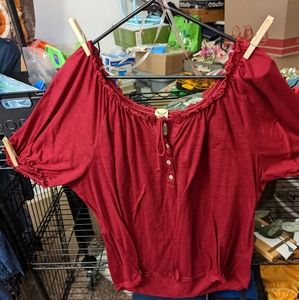 Woman's Faded Glory Red tie up off the shoulder SS shirt size 4X